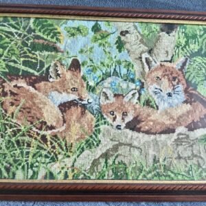 Vintage Tapestry of 3 Foxes - Framed